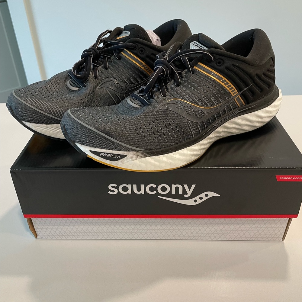 WORN ONCE. Saucony Triumph men’s running shoes. In original box and wrapping.